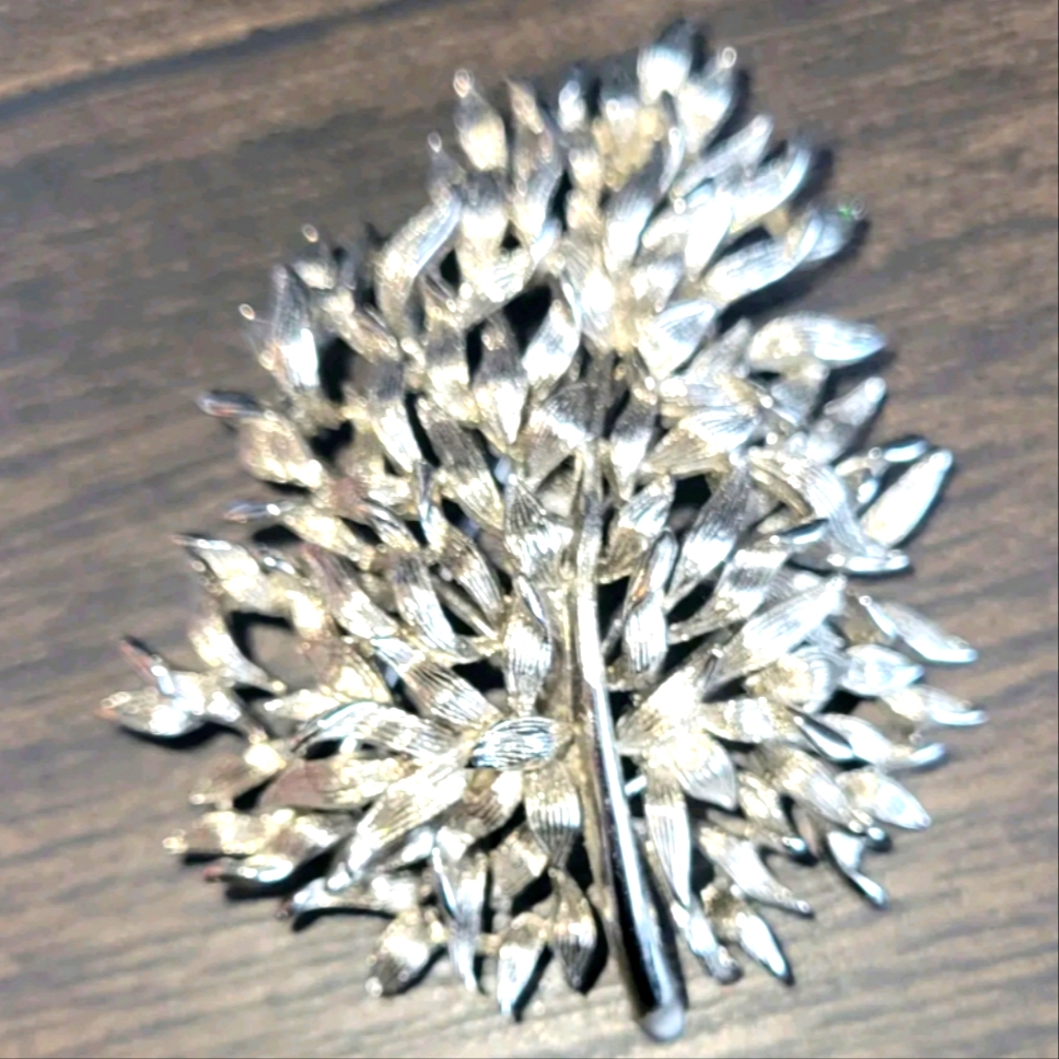 Lisner Brutalist Leaf Brooch Vintage Pin Silver Textured Leaves Estate Signed 29$